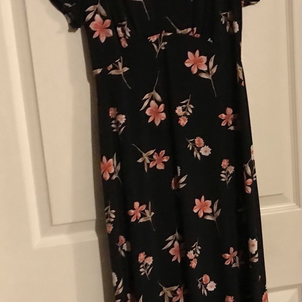 Kaileigh Black Dress with Pink Floral Design